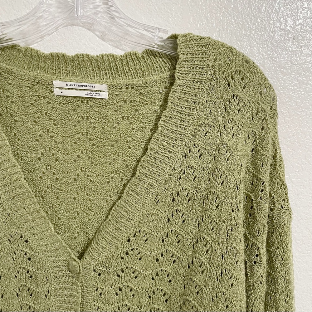 Light Green Women's V-Neck Knit Cardigan Sweater - Picture 8 of 11